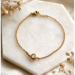 Madewell Demi-Fine 14K Gold Vermeil Sterling Silver 925 White Topaz Rose Cut